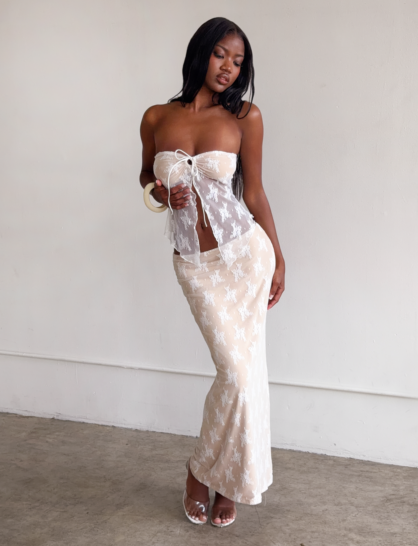KAROLINA SKIRT - WHITE : WHITE LACE