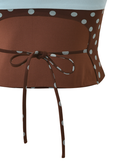 IMOGEN TUBE TOP - BROWN AND BLUE POLKA DOT
