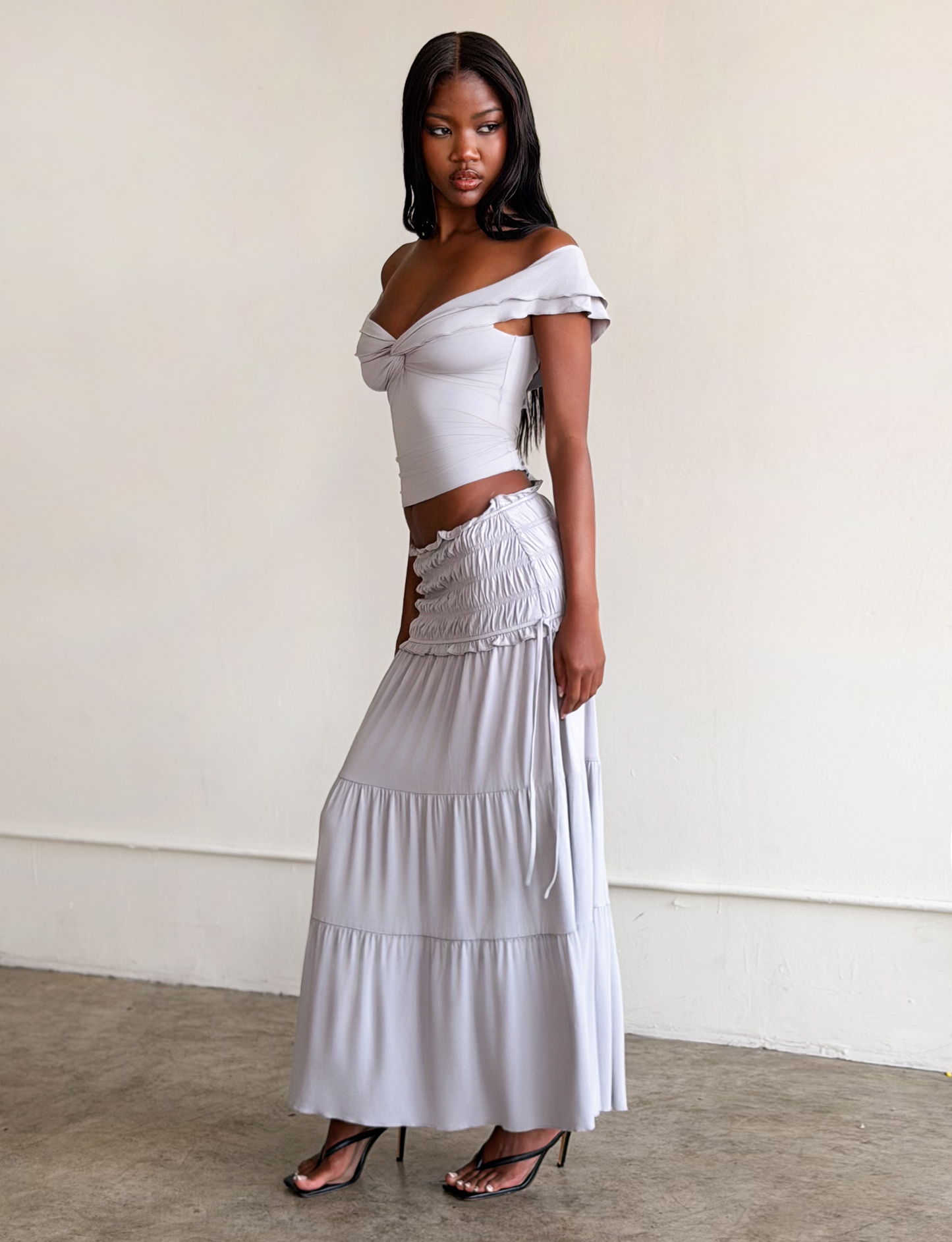 DENALI MAXI SKIRT - DOVE GREY