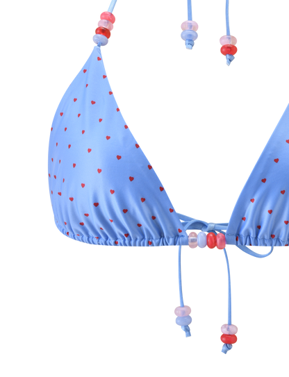 FINLEA BIKINI TOP - BLUE HEART POLKA DOT