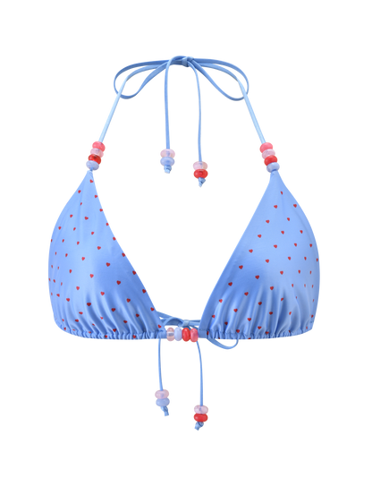 FINLEA BIKINI TOP - BLUE HEART POLKA DOT