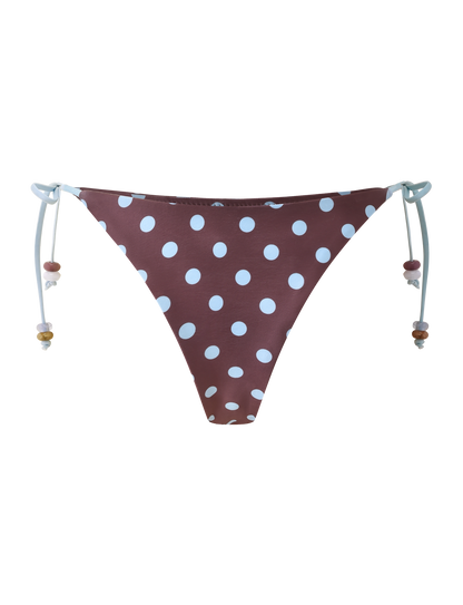 FINLEA BIKINI BOTTOM - BROWN AND BLUE POLKA DOT