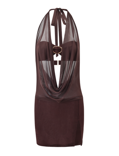 MAKENA TWO-PIECE DRESS - CHOCOLATE