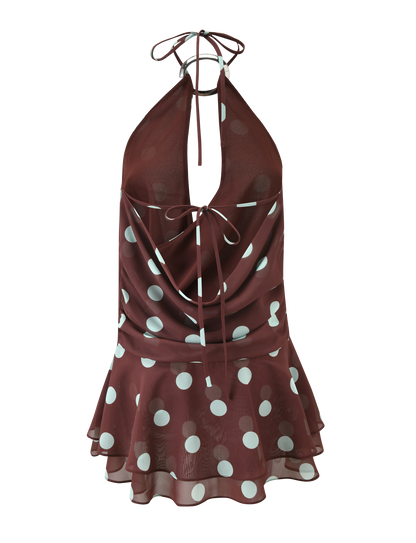 INDIGO MINI DRESS 2.0 - CHOCOLATE BLUE DOT