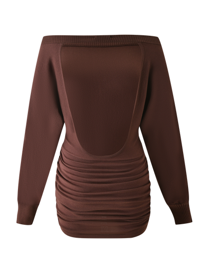 JANINE MINI DRESS - CHOCOLATE