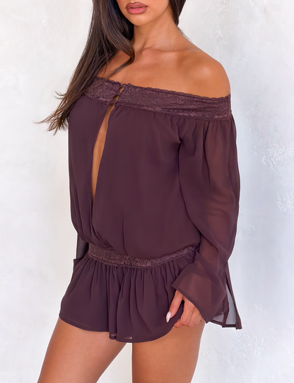 TESSIE PLAYSUIT - BROWN