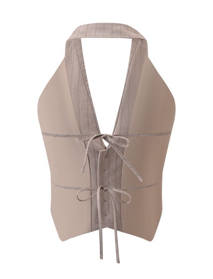 FEDRA VEST - TAN PINSTRIPE