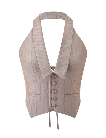 FEDRA VEST - TAN PINSTRIPE