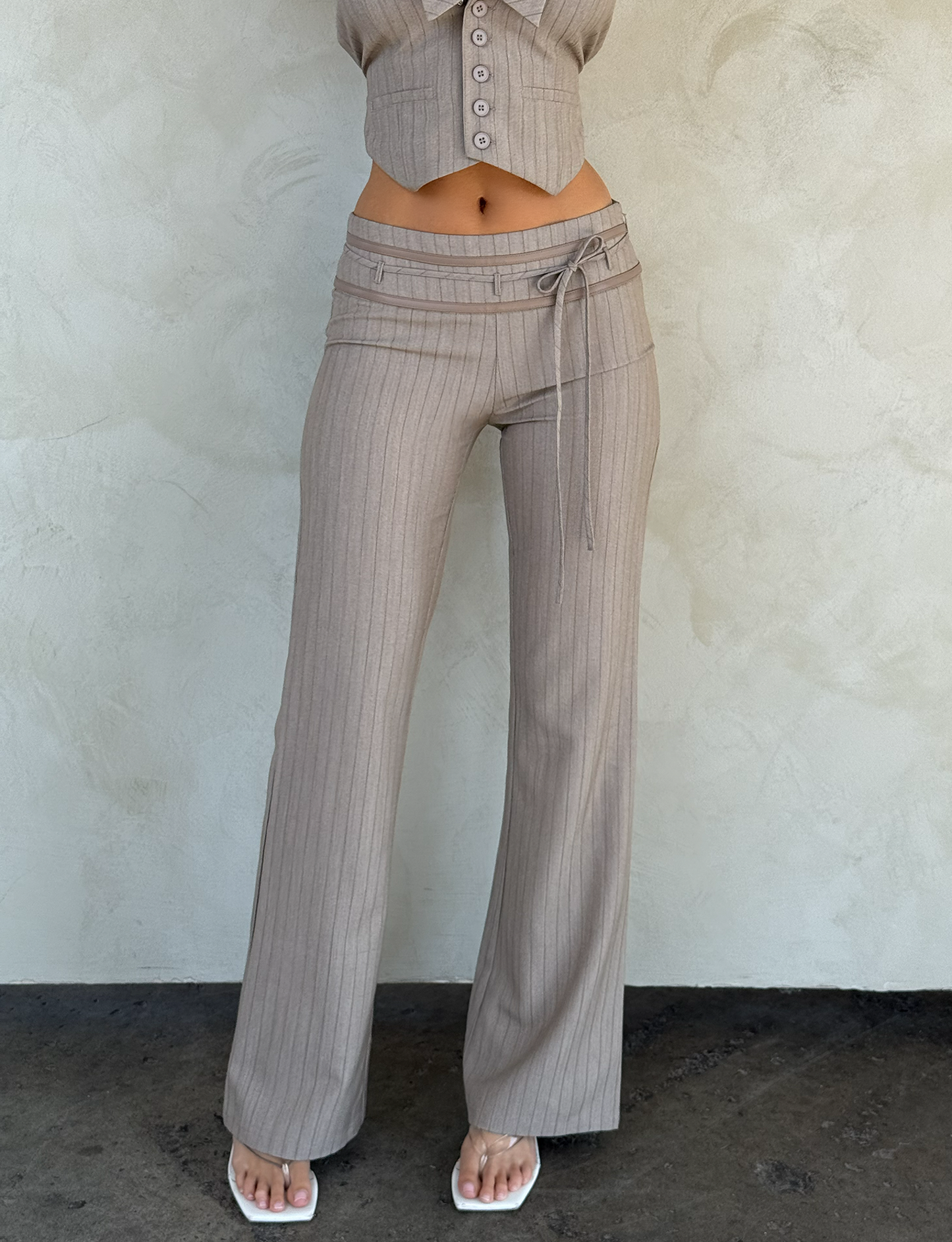 FEDRA PANT - TAN PINSTRIPE