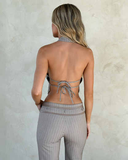 FEDRA PANT - TAN PINSTRIPE