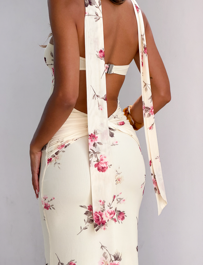 DANIELA SCARF DRESS - YELLOW FLORAL