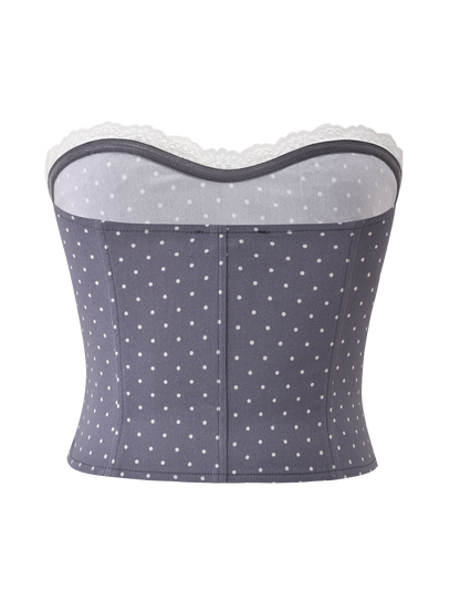 KITTIE LACE CORSET - GREY DOT
