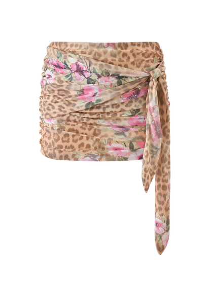 RISA MINI SKIRT - LEOPARD FLORAL