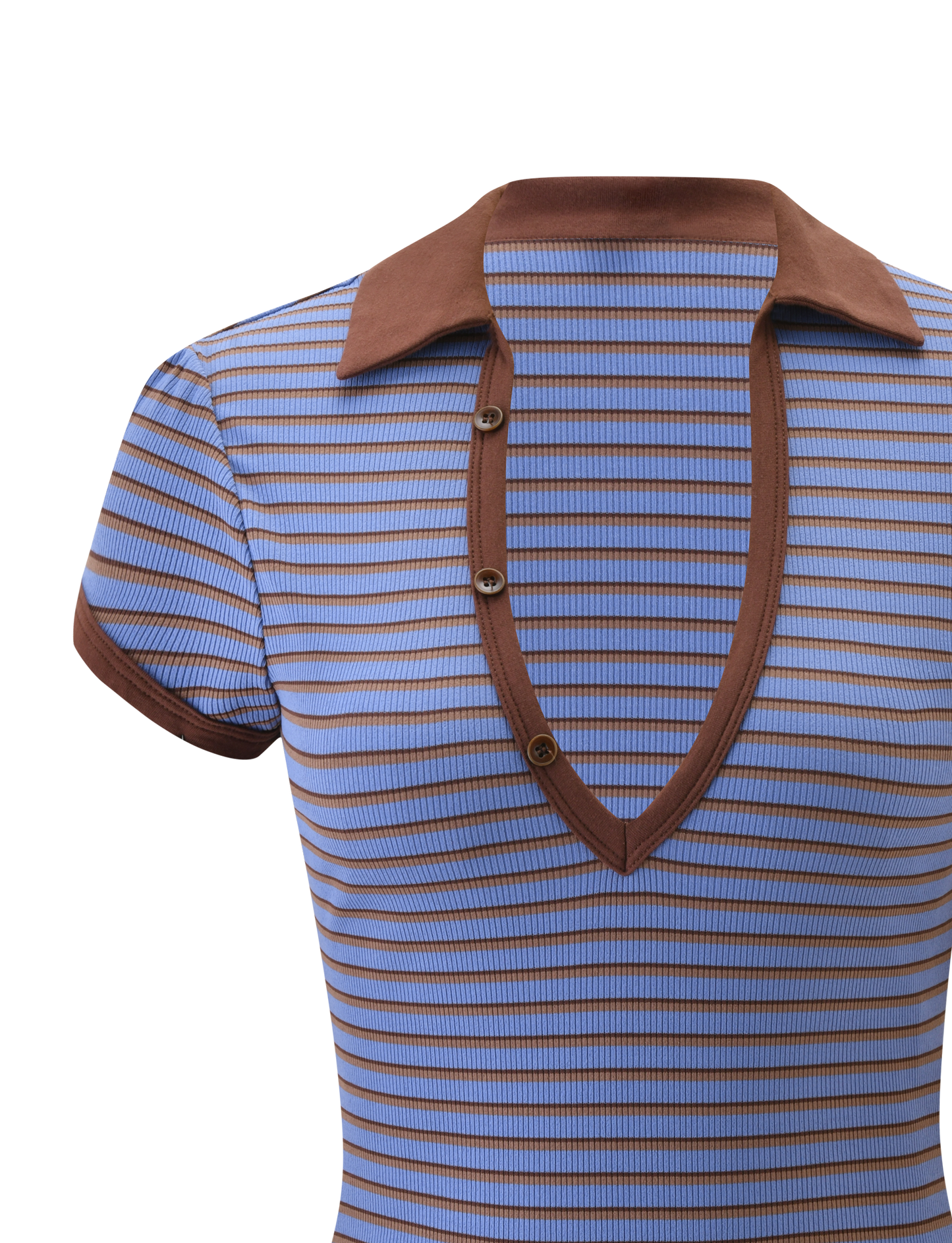 KAYDIN TOP - BLUE AND BROWN STRIPE