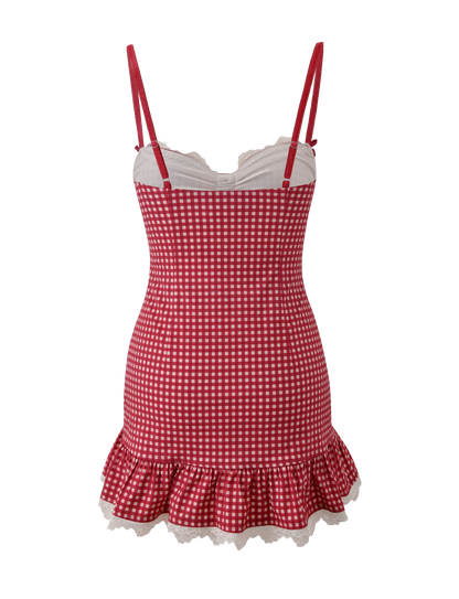 EMMALINE MINI DRESS - RED GINGHAM