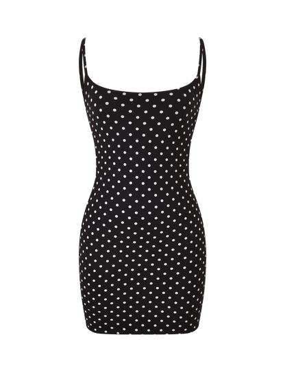 MINERVA MINI DRESS 2.0 - BLACK POLKA DOT