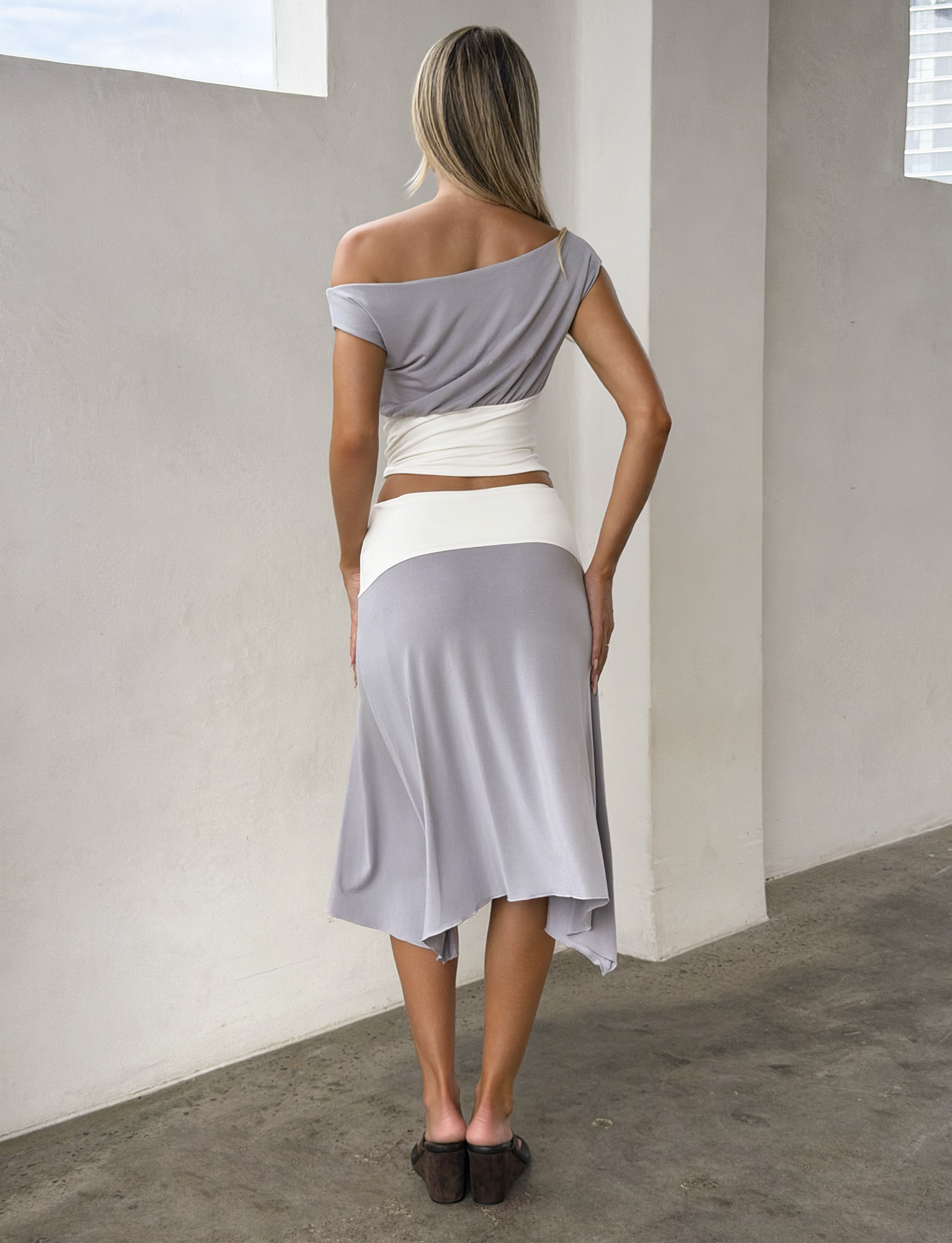 ALYSSA HI LO SKIRT - GREY