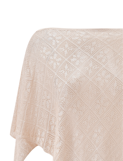 FERN CROCHET PONCHO - CHAMPAGNE