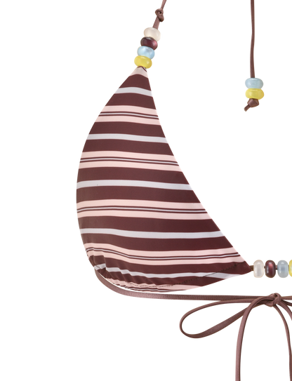 FINLEA REVERSIBLE BIKINI TOP - BROWN AND BLUE STRIPE
