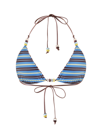 FINLEA REVERSIBLE BIKINI TOP - BROWN AND BLUE STRIPE