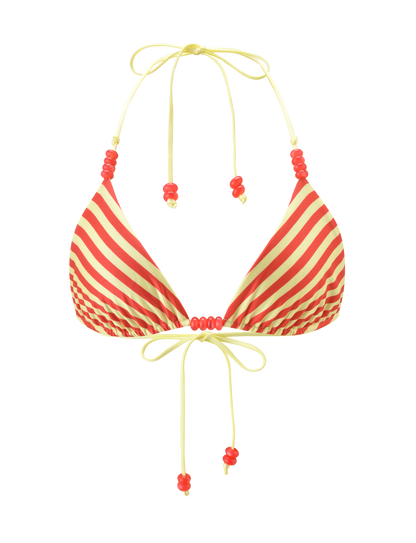FINLEA REVERSIBLE BIKINI TOP - RED YELLOW DOT AND STRIPE