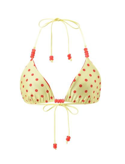 FINLEA REVERSIBLE BIKINI TOP - RED YELLOW DOT AND STRIPE