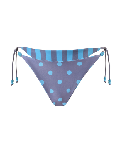 FINLEA REVERSIBLE BIKINI BOTTOM - BLUE GREY DOT AND STRIPE