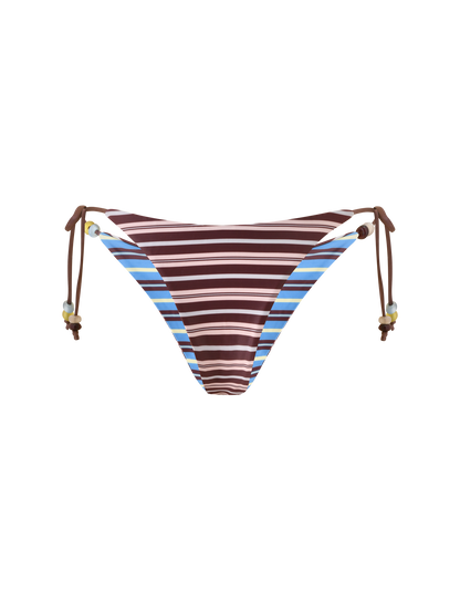 FINLEA REVERSIBLE BIKINI BOTTOM - BROWN AND BLUE STRIPE