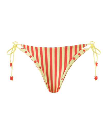 FINLEA REVERSIBLE BIKINI BOTTOM - RED YELLOW DOT AND STRIPE