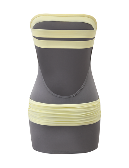 EOS MINI DRESS - GREY AND YELLOW