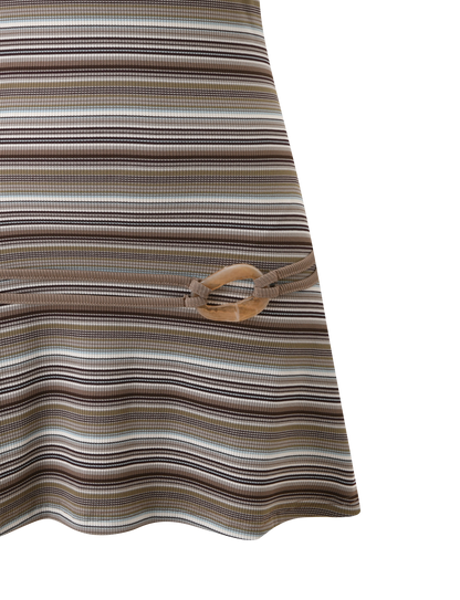 CELESTE MINI DRESS - BROWN MULTISTRIPE