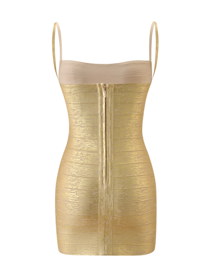 MIDORI METALLIC MINI BANDAGE DRESS - GOLD