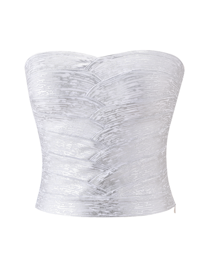 NIYA METALLIC BANDAGE TOP - LIQUID SILVER