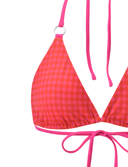 AYANNA REVERSIBLE BIKINI TOP - GINGHAM AND RESORT PLAID