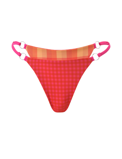 AYANNA REVERSIBLE BIKINI BOTTOM - GINGHAM AND RESORT PLAID