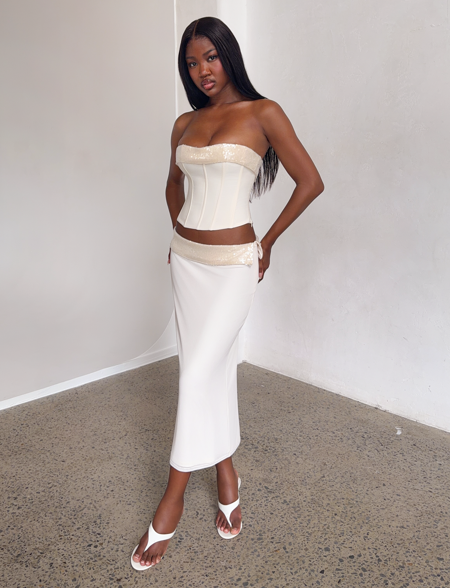 CHARLYZE MIDI SKIRT - CREAM