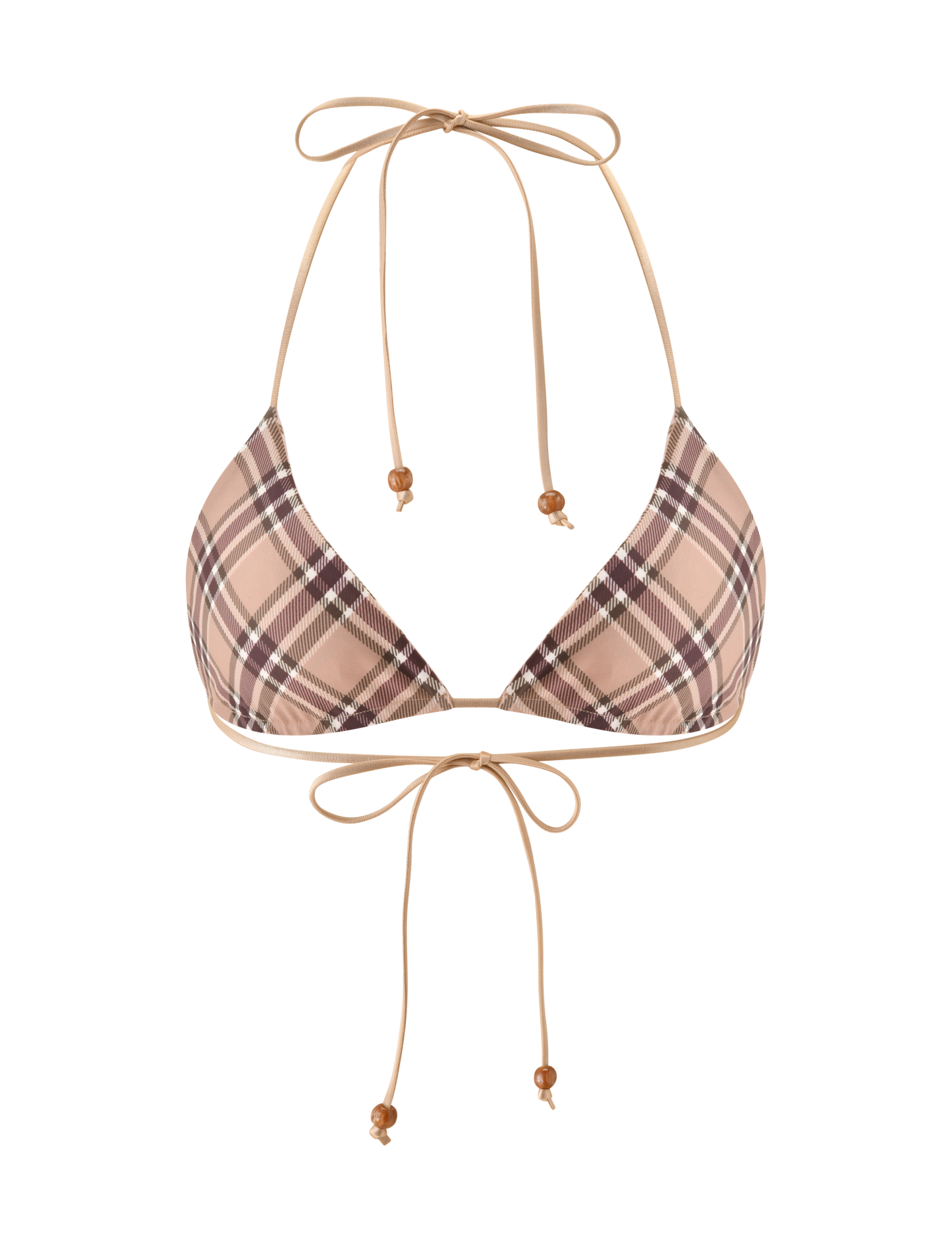 AVE REVERSIBLE BIKINI TOP - TAN AND PINK PLAID