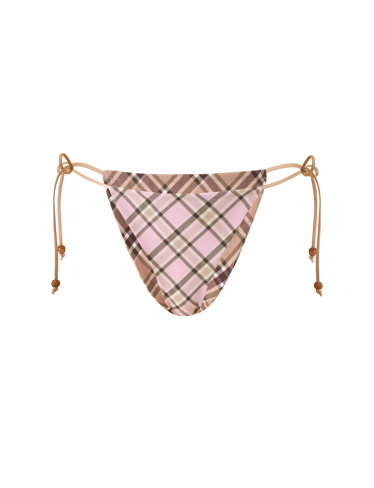 AVE REVERSIBLE BIKINI BOTTOM WITH SCARF - TAN AND PINK PLAID