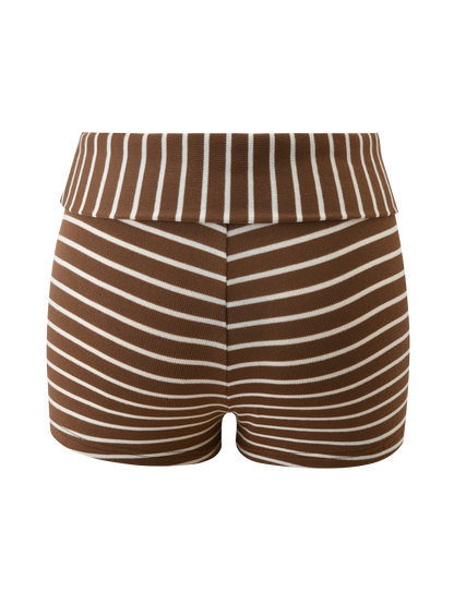 BODE STRIPED SHORT - CREAM AND BROWN STRIPE
