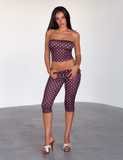 VALI POLKA DOT TOP - CHOCOLATE PINK DOT