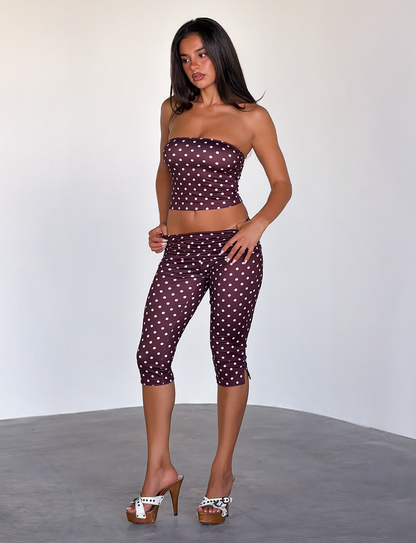 VALI POLKA DOT TOP - CHOCOLATE PINK DOT