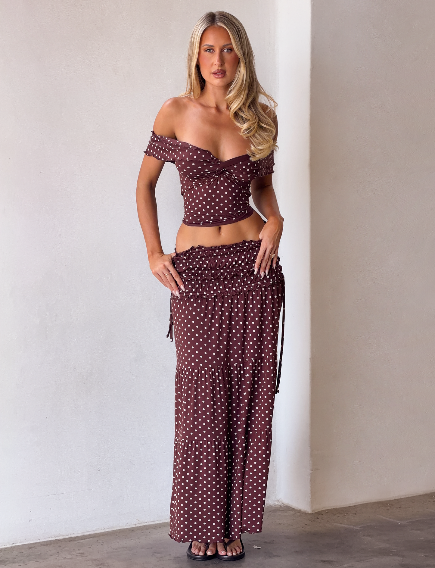 DENALI MAXI SKIRT - BROWN DOT